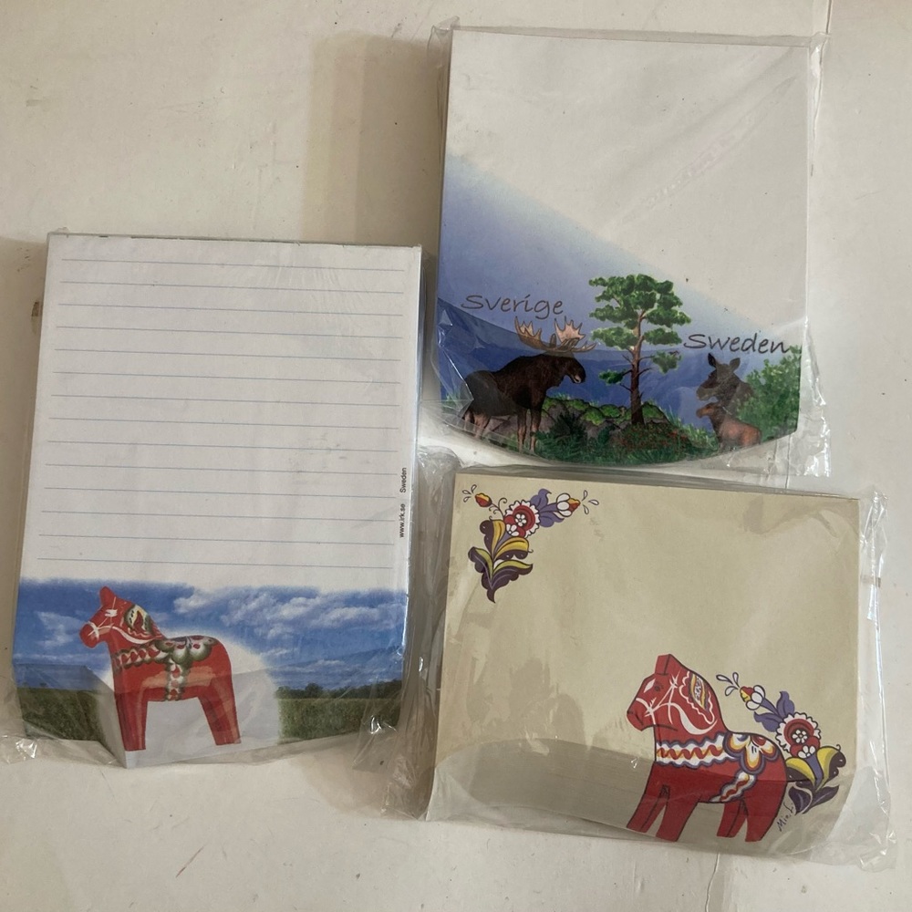 Three Swedish paper pads never used and sealed